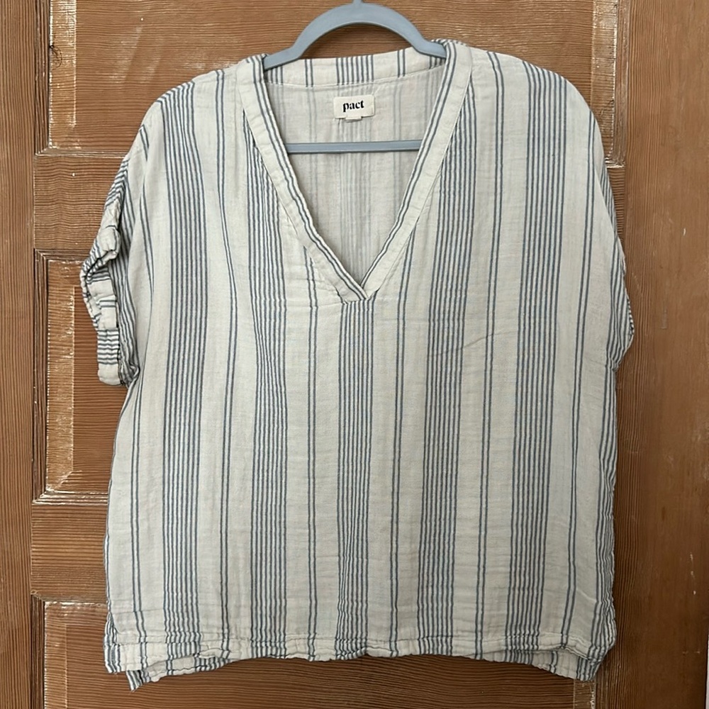 Pact coastal gauze top pact stripe popover top organic cotton top pact top
